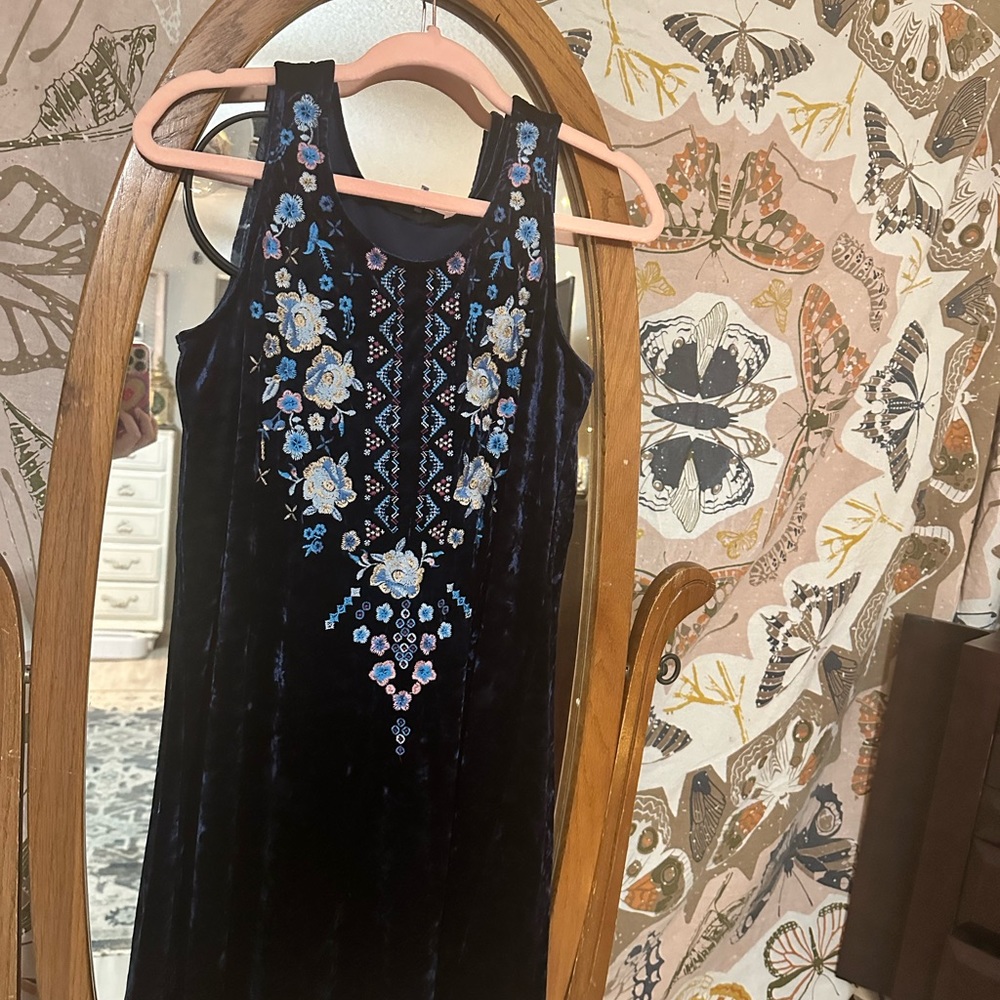 Blue velvet dress